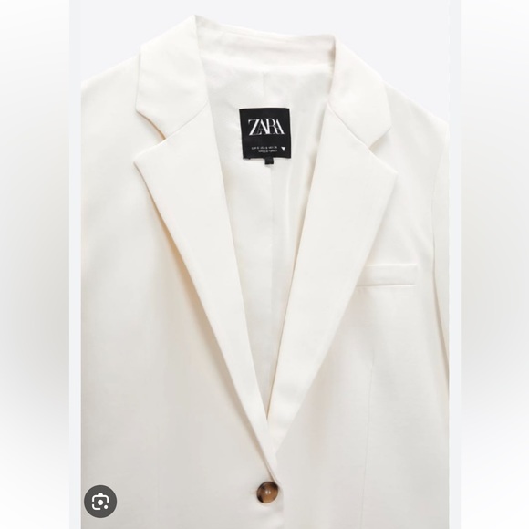 NWT Zara Straight Cut Blazer in Oyster White - Picture 2 of 4